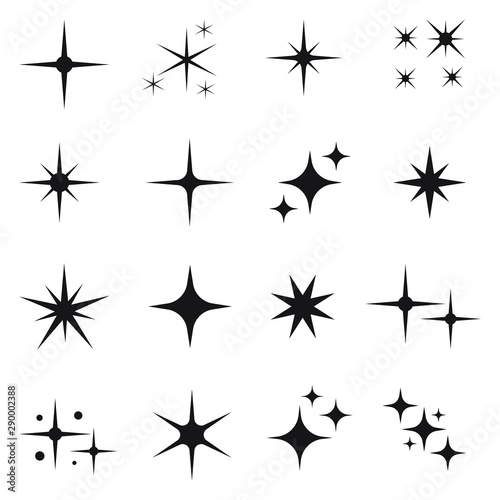 Star Icons Twinkling Stars Sparkles Shining Burst Christmas Vector Symbols Isolated Wall Mural Maksim