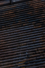 Close up of grill in a kitchen restaurant, no fire, no food
