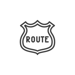 Route sign line icon. linear style sign for mobile concept and web design. Route badge outline vector icon. Symbol, logo illustration. Vector graphics