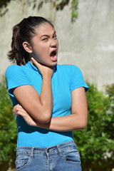 A Youthful Diverse Female Choking