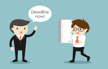 Business concept, Businessman stressed about deadline. Vector illustration.