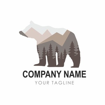 Bear Design Template consisting of forest background