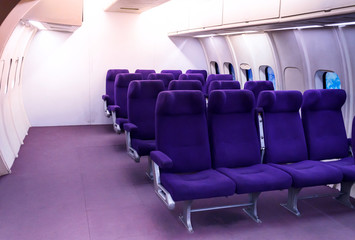 Passenger seats in the aircraft.view from inside of the plane,the airplane's seats