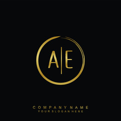 AE initials with a golden circle brush template