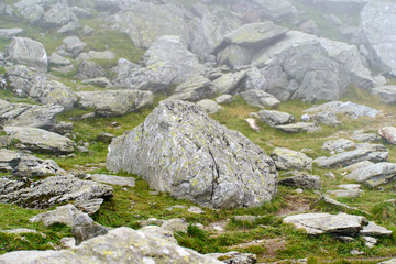 Huge rocks on a hiking trail