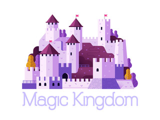 Fantasy Medieval Castle Icon in Flat Design