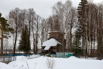 Church of the Nativity in Melikhovo on a winter day