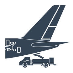 black icon airplane on service, maintenance