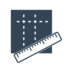 black icon blueprint, ruler marking, measurement