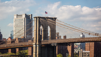 Naklejka premium New York City skyline panorama with Brooklyn Bridge
