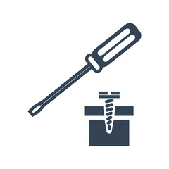 black icon screwdriver and screw