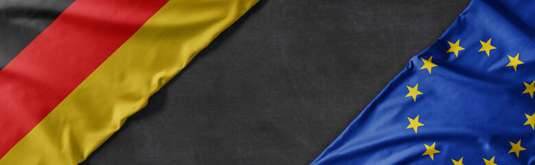 Flags of Germany and the European Union with copy space