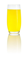 Glass filled with an orange soft drink