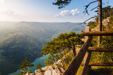 Sunlight above beautiful lake Perucac