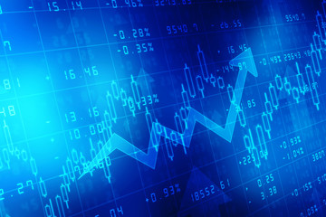 Futuristic raise arrow chart digital transformation abstract technology background. Big data and business growth currency stock and investment economy