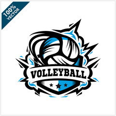 Volleyball swoosh badge logo vector
