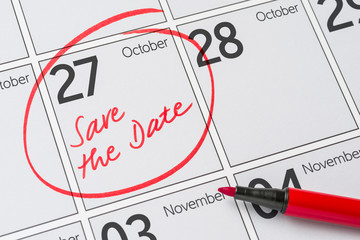 Fototapeta premium Save the Date written on a calendar - October 27