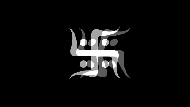 Hindu, holy, indian, religion, swastik, swastika Icon Old Vintage Twitched Bad Signal Screen Effect 4K Animation. Twitch, Noise, Glitch Loop with Alpha Channel.
