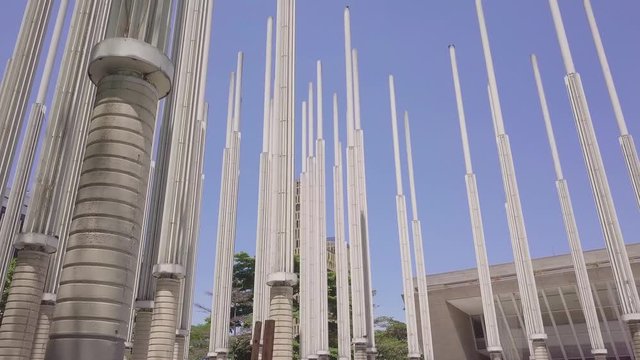 Slow 4k panorama shot of Parque De Las Luces, Plaza Cinceros, Medellin