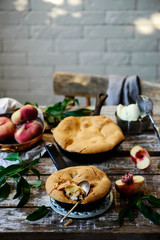 Peach pudding .Dark rustic photo