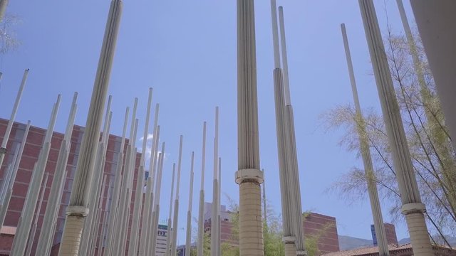 Incredible revealing 4k shot of Parque De Las Luces, Plaza Cinceros, Medellin