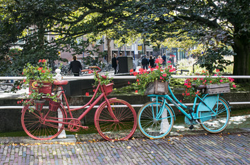 Fototapeta na wymiar bicycles garden