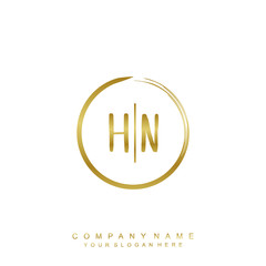 HN initials with a golden circle brush template