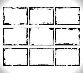 Design horizontal Black blank Grunge Frame Set