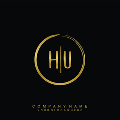 HU initials with a golden circle brush template