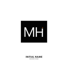 Obraz premium M H MH Initial logo letter with minimalist concept. Vector with scandinavian style logo.
