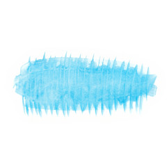 Blue watercolor brush strokes on white background. Copy space for text.