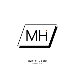 M H MH Initial logo letter with minimalist concept. Vector with scandinavian style logo.