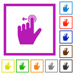 Right handed slide left gesture flat framed icons