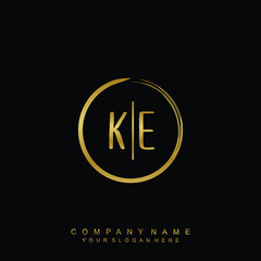 KE initials with a golden circle brush template