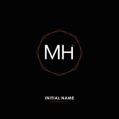 M H MH Initial logo letter with minimalist concept. Vector with scandinavian style logo.