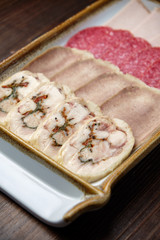 Assorted meat sliced. Restaurant menu