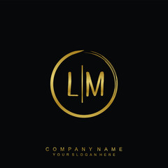 LM initials with a golden circle brush template