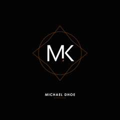 Naklejka premium M K MK Initial logo letter with minimalist concept. Vector with scandinavian style logo.