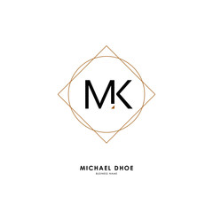 M K MK Initial logo letter with minimalist concept. Vector with scandinavian style logo.