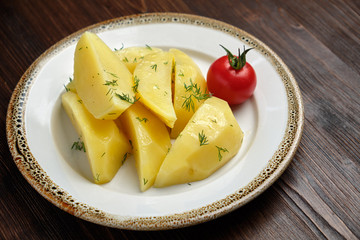 Boiled potato wedges. Restaurant menu