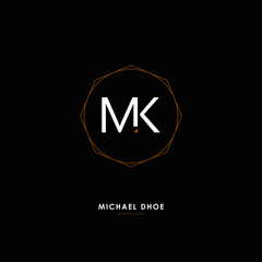 M K MK Initial logo letter with minimalist concept. Vector with scandinavian style logo.