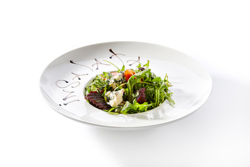 Beetroot Salad with Rucola, Gorgonzola Cheese, Arugula and Tomatoes
