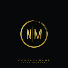 NM initials with a golden circle brush template