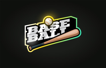 Baseball mascot Modern professional sport Typography in retro style. Vector design emblem, badge and sporty template logo design.