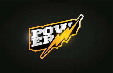 Power energy mascot Modern professional sport Typography in retro style. Vector design emblem, badge and sporty template logo design.