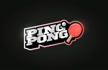 Ping pong mascot Modern professional sport Typography in retro style. Vector design emblem, badge and sporty template logo design.