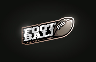 American Football mascot Modern professional sport Typography in retro style. Vector design emblem, badge and sporty template logo design.