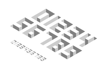 Basic numbers in isometric style with the effect of depth. Minimalistic flat design.