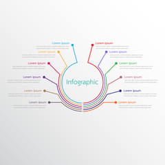Naklejka premium Vector infographic templates used for detailed reports. All 12 topics.