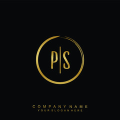 PS initials with a golden circle brush template